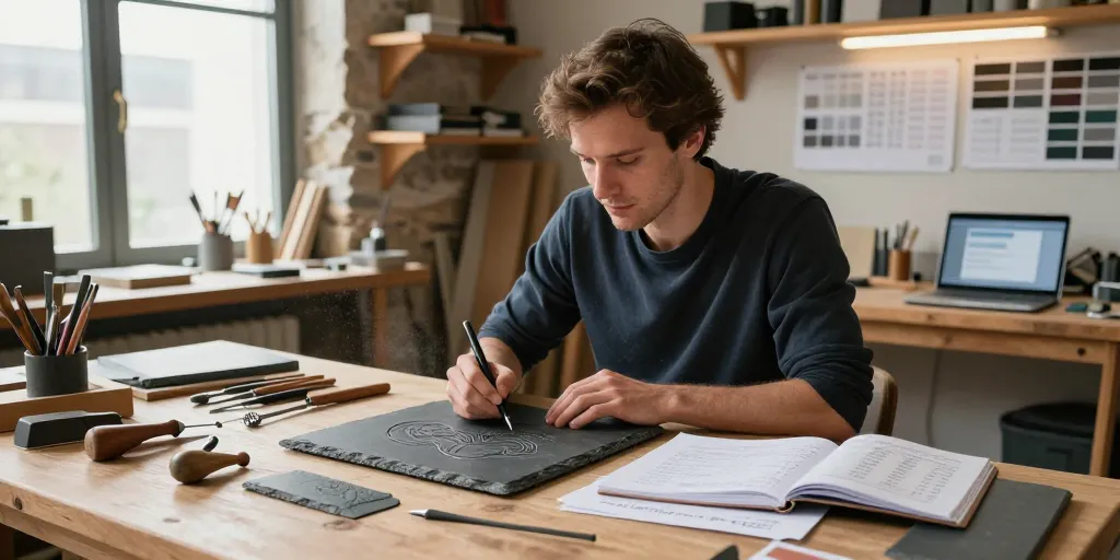 Construire son projet d'entreprise de création de plaques d'ardoise gravées